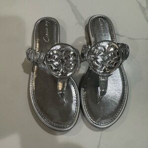 Circus by Sam Edelman Metallic Silver Thong Sandals with Medallion